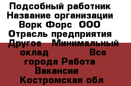 Подсобный работник › Название организации ­ Ворк Форс, ООО › Отрасль предприятия ­ Другое › Минимальный оклад ­ 25 000 - Все города Работа » Вакансии   . Костромская обл.